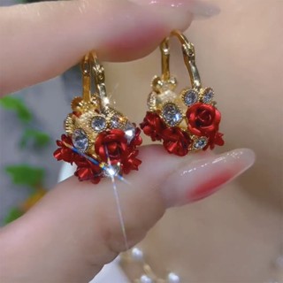 Novo Estilo Europeu Americano Design Rose Flower Basket Ear Buckle Fashion Simples Brincos requintados em Oferta na Shopee