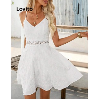 Lovito Vestido Boho Com Costura De Tecido Liso Para Mulheres LBL07084