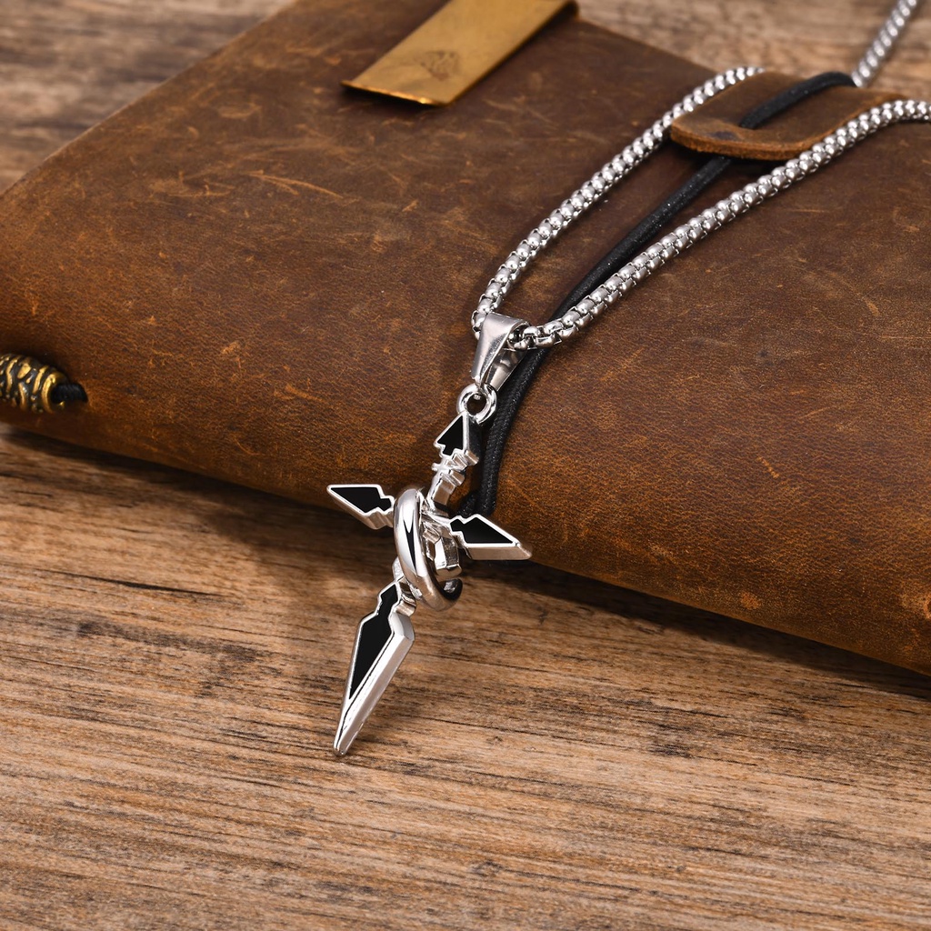 Vnox Ethnic Fashion Men's Arrow Shaped Cross Necklace, Cruz De Aço Inoxidável Com Pingente Circular, Jóias De Colar De Oração Cristã · foto 2