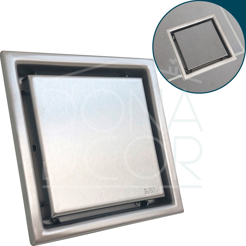 Ralo Oculto Inox 11x11 Tampa Invisível Quadrado Antiodor Para Caixa 100mm Square Piso Porcelanato em Oferta na Shopee