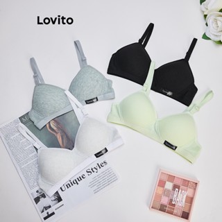 Lovito Bralette Liso Casual Para Mulheres LNE37161 (Cinza Claro/Cinza/Branco/Verde/Preto)