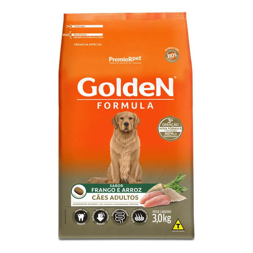 Ração Golden Formula Acão Adulto Sabor Frango E Arroz De 3kg em Oferta na Shopee