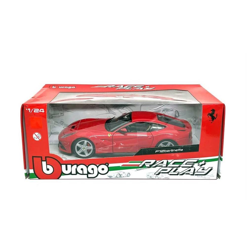 Miniatura Carro Ferrari F12 Berlinetta - Race e Play - Vermelho - 1:24 - Burago