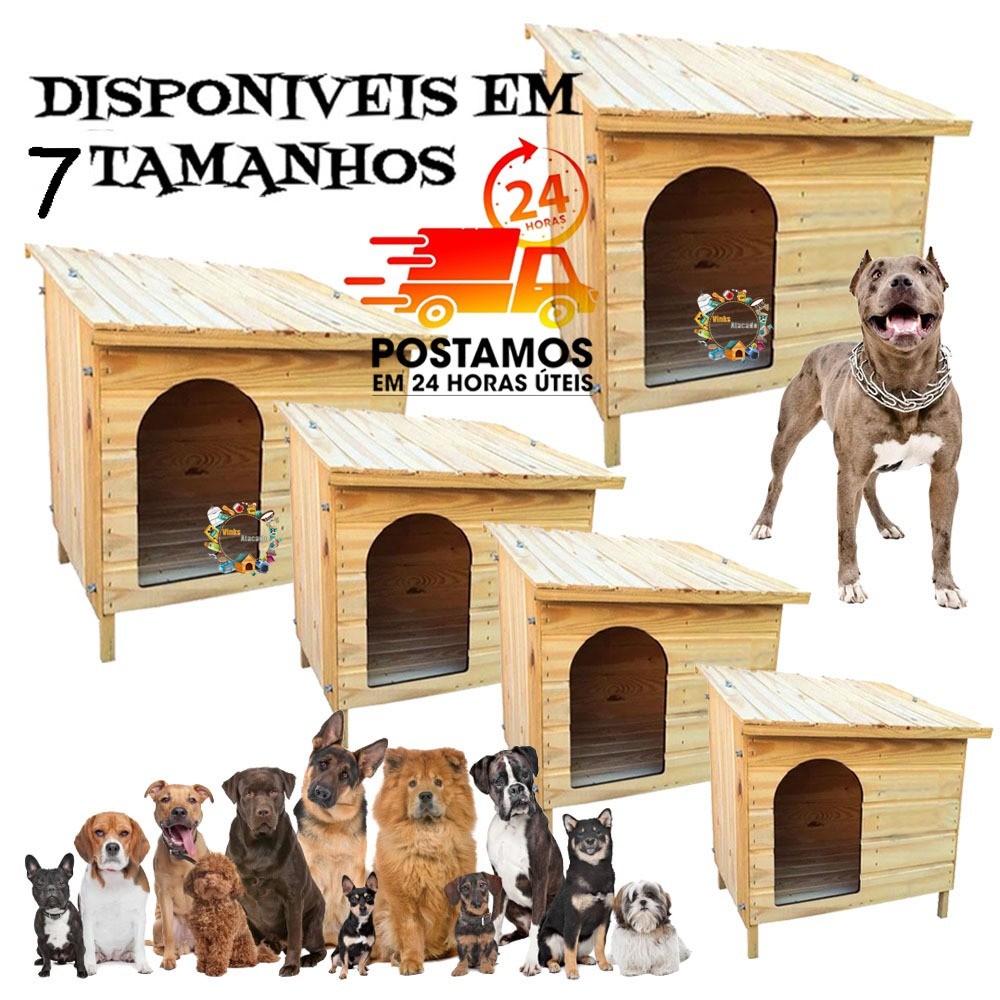 Casinha Pet Em Madeira Pinus Para Cachorro Cães Gatos Modelo Edicula N1 N2 N3 N4 N5 N6 N7