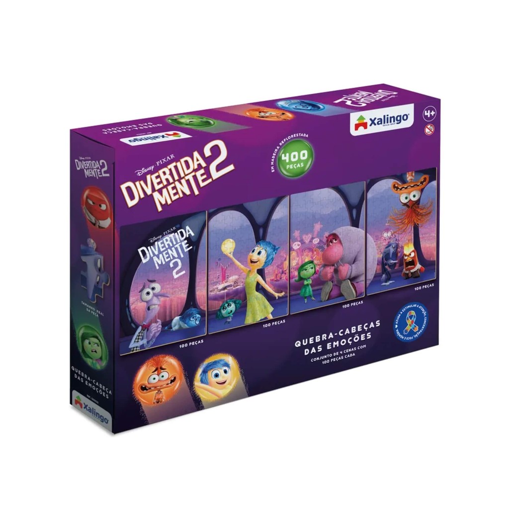 Jogo Infantil Quebra-Cabeça das Emoções Divertidamente 2 - 4 Cenas 400 Peças Xalingo - 11243 em Oferta na Shopee