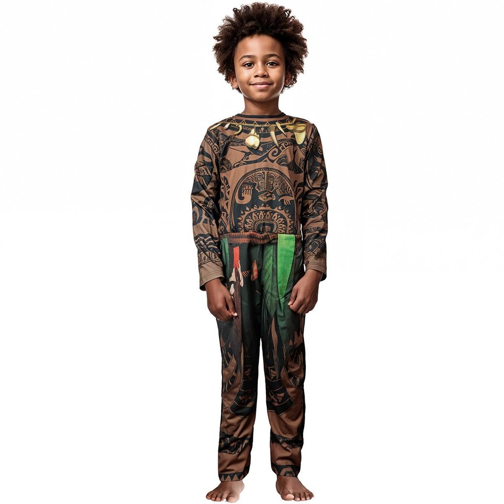 Fantasia Maui Moana Infantil pra Menino Longa Estampa Tatuagem Realista em Oferta na Shopee