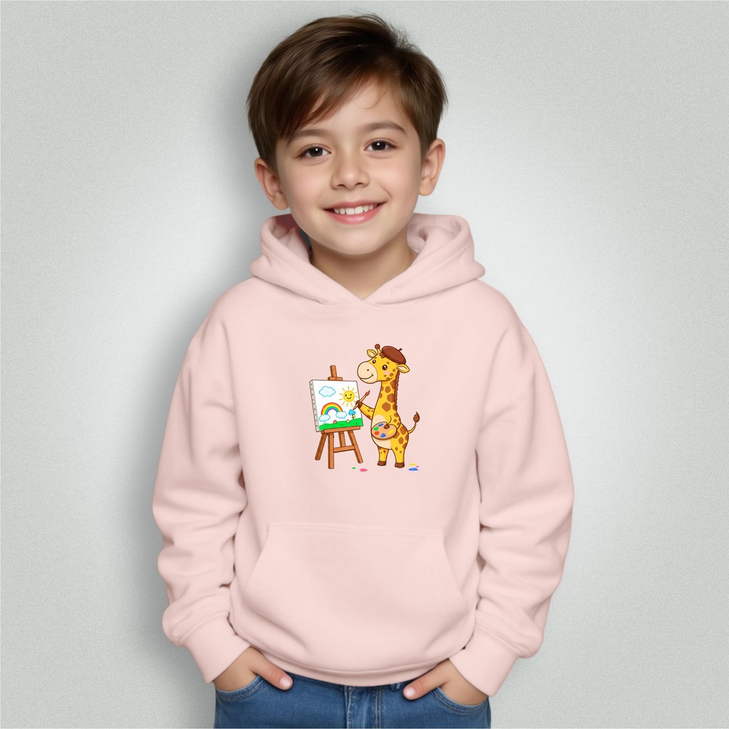 Moletom Infantil Bolso Canguru Com Capuz Menino Menina Girafa Pintora Envio Imediato