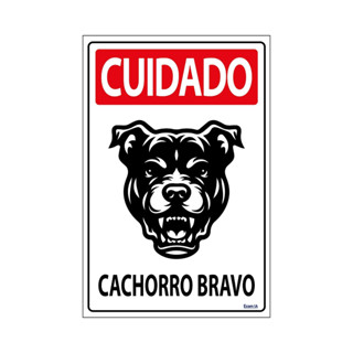 Placa De Sinalização Cuidado Cachorro Bravo 20x30 Ecom IA - P-6 F9e em Oferta na Shopee