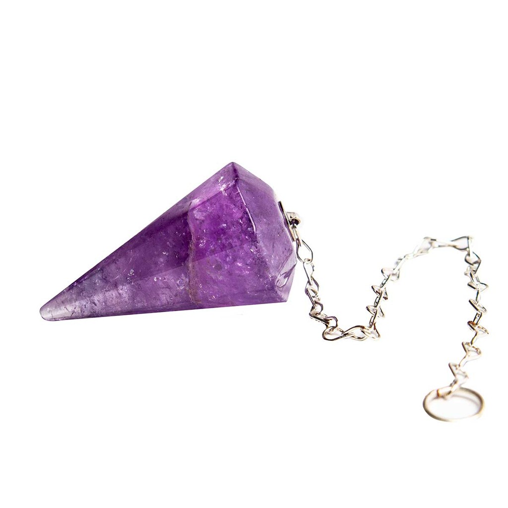 Pendulo Ametista Facetado Pedra Natural Para Radiestesia em Oferta na Shopee