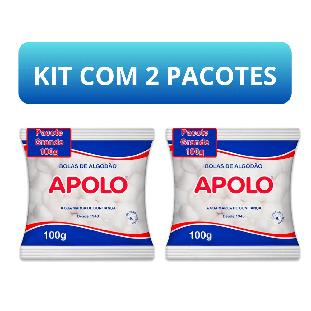 Bolas de Algodão Apolo 100g Kit com 2 Pacotes - 100% Puro