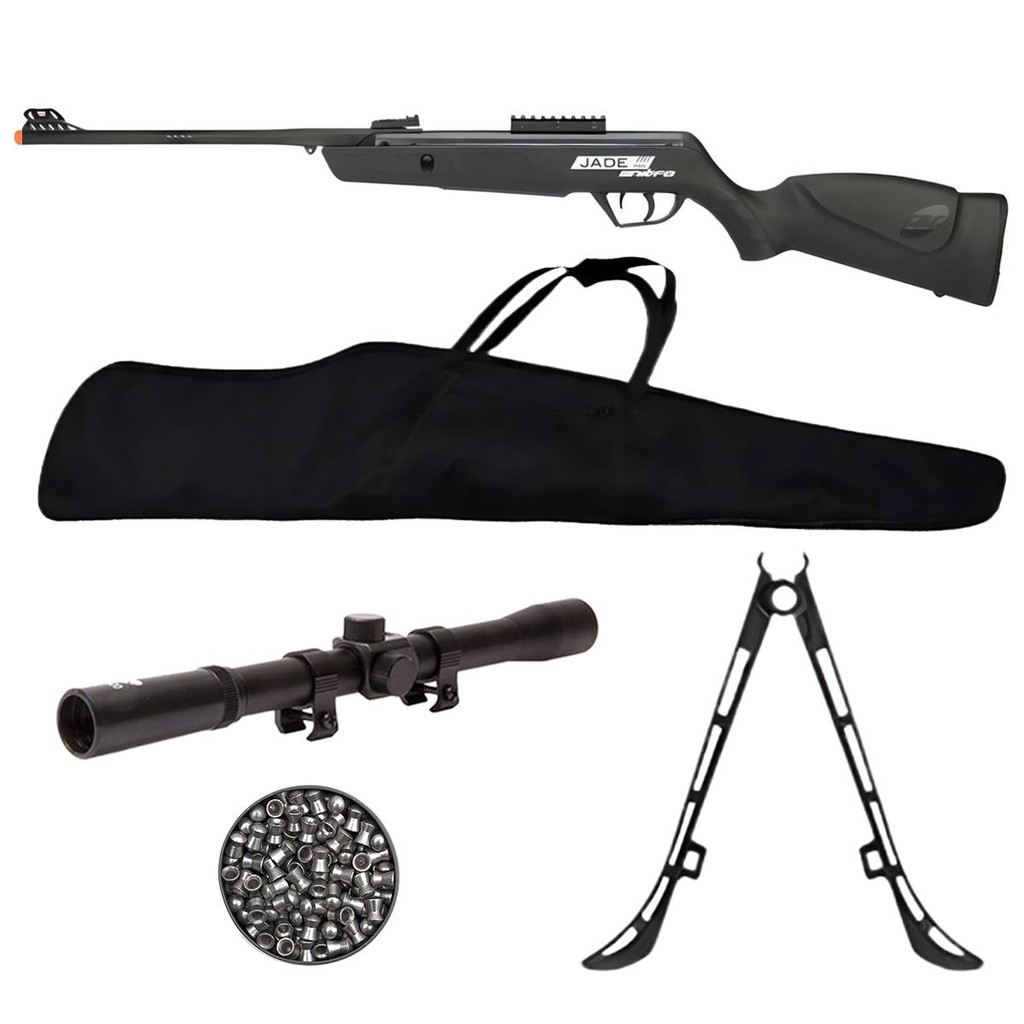 Carabina de Pressão Jade Mais Nitro 5.5mm - CBC + Chumbo + Luneta 4x20 + Capa + Bipé em Oferta na Shopee