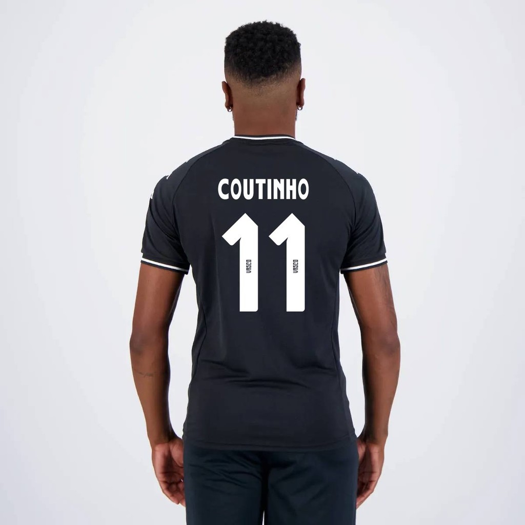 Camisa Kappa Vasco Supporter 2024 Preta 11 Coutinho - Sports & Outdoors