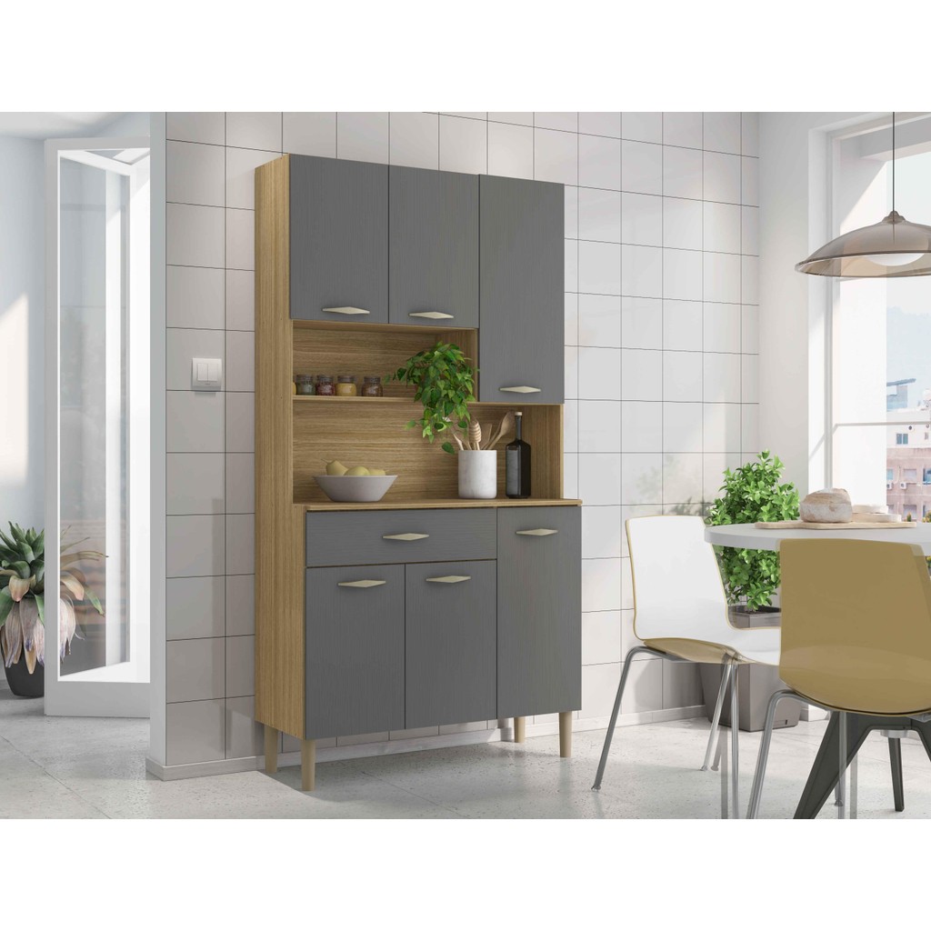 Armário de Cozinha Cozinha Pequeno 6 Portas 1 Gaveta Apolo Kits Paraná em Oferta na Shopee