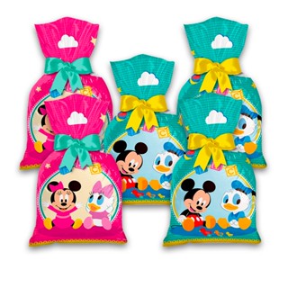 8 Sacolas surpresa Lembrancinhas decoração Mickey e Minnie baby festa