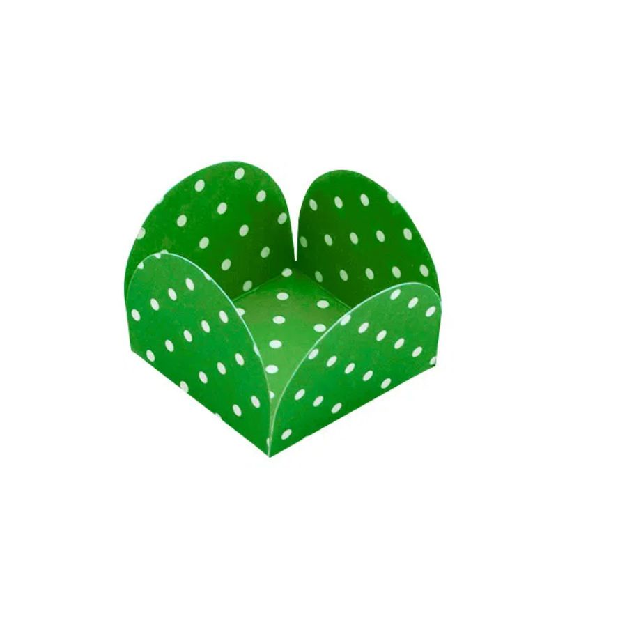 Forminhas para Doces 4 Pétalas Poá Verde Bandeira e Branco 50 unidades NC Toys - Rizzo Distribuidora