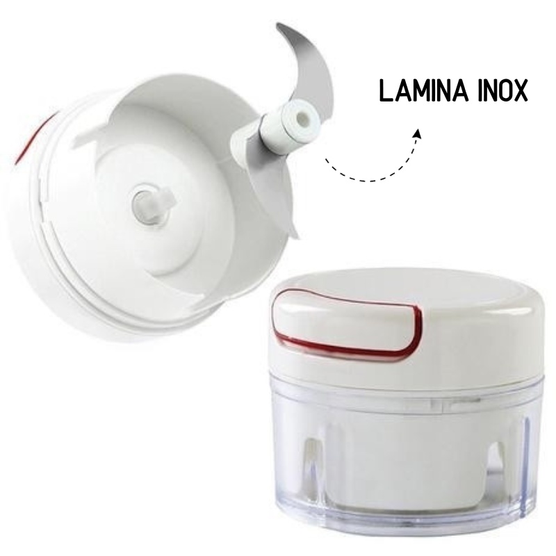 Mini Processador Triturador de Alimentos Picador Manual Lâminas Inox Cotador Alho Cebola Temperos 170ml
