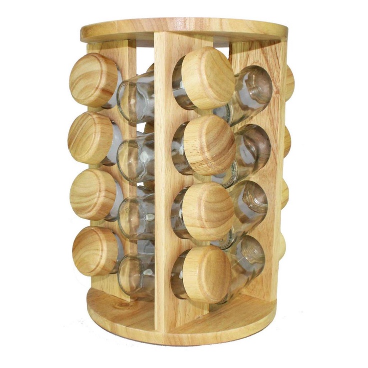 Porta Tempero condimento de Bambu 16 Frascos Tampas