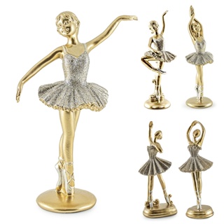 Escultura Bailarina Balé Clássico Decorativa Enfeite Elegante Em Resina Dourada Estatueta Para Sala Mesa Rack 20x7cm em Oferta na Shopee