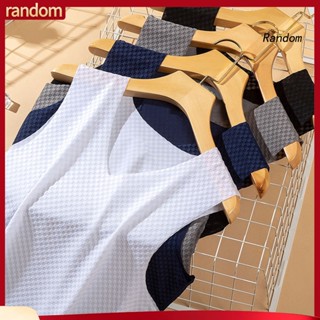 [RAN] Colete Masculino Sem Mangas Com Pescoço Em V Textura Da Grade Do Elástico Liso E Fino Cor Sólida Seda Costura Roupa Esportiva