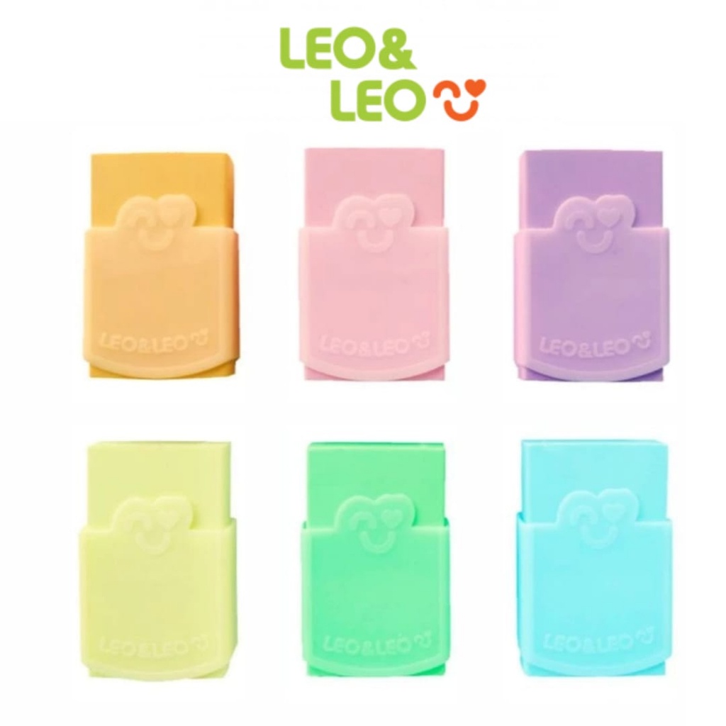 Borracha Escolar Plástica Color Pastel  Rosa Azul Verde Laranja Lilas Amarelo Leo&Leo em Oferta na Shopee