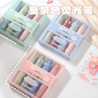 4 pcs Caneta Fluorescente Cabeça Super Macia Grande Capacidade Jornal Estudantil Marcar Ponto Chave Papelaria criativa presente prêmio material estudantil Material de escritório