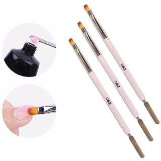 Kit 3 Pincel P/ Unhas Polygel 2 em 1 Lingua De Gato Espatula