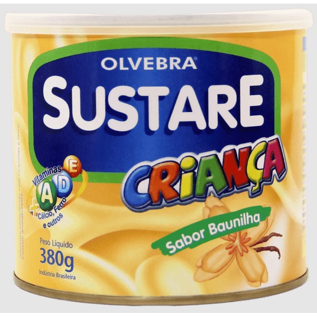 Sustare Criança Sabor Baunilha Sem Glúten e Lactose Olvebra 380g