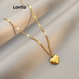 Lovito Colares de Letras de Metal com Formato de Coração Básicos Casuais para Mulheres LFA05202 (Dourado)