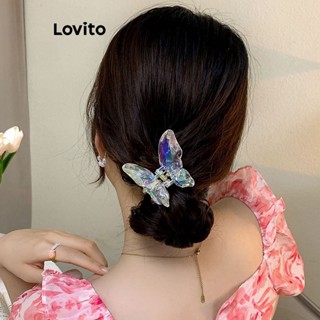 Lovito Grampos de Cabelo Transparentes com Borboleta e Padrão de Libélula para Mulheres LFA06384 (Linha Única/Cruz/Borboleta)