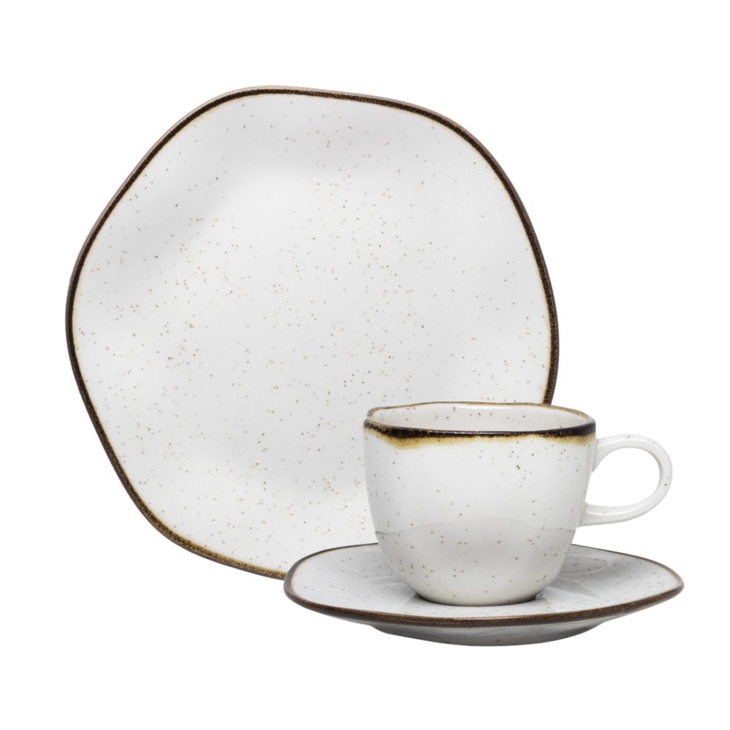 Kit 6 Prato Sobremesa 6 Xícaras De Chá Com Pires Ryo Maresia Oxford Porcelanas - Home & Living