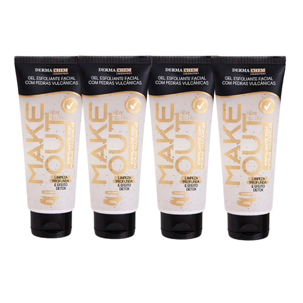 Gel Esfoliante Facial Pedras Vulcanicas Kit C/ 4 Dermachem 100ml Cada Efeito Detox Rejuvenescedor