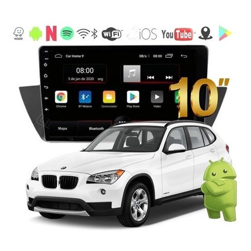 Central Multimidia Android Twincan Bmw X1 Tela 9'