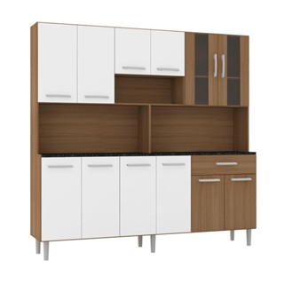 Armário De Cozinha Completa Compacta Clara Carvalho / Branco