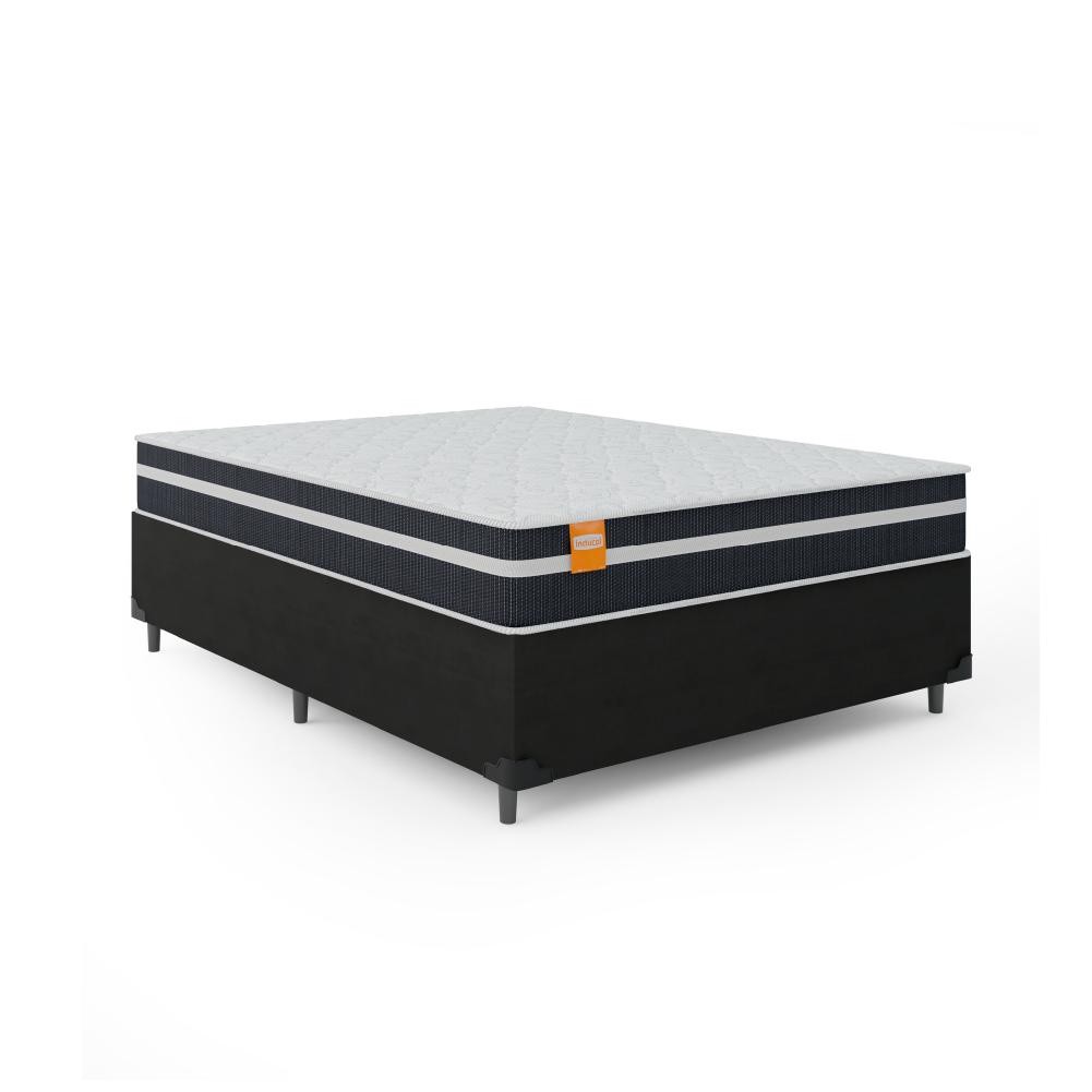 Cama Box Casal Colchão Molas Qatar 138x188x60cm Branco / Preto - Suporta até 150Kg Por Pessoa em Oferta na Shopee