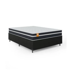 Cama Box Casal Colchão Molas Qatar 138x188x60cm Branco / Preto - Suporta até 150Kg Por Pessoa