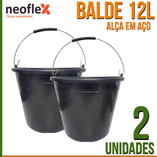 Balde de Obra 12L Multiuso Alça Ferro 2un