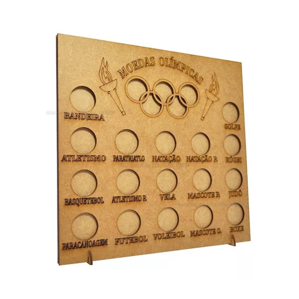 Quadro Coleção Moedas Olimpíadas 23,5x4x24,5 Mdf Madeira