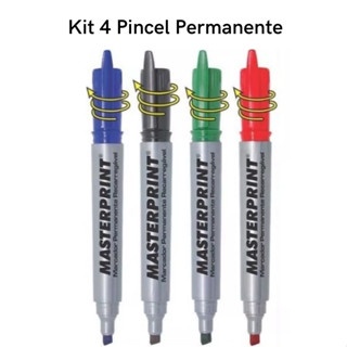 Kit 4 Pincel Marcador Permanente Caneta com Diversas Cores Recarregável Masterprint em Oferta na Shopee