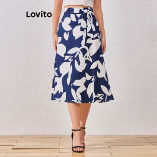 Lovito Boho Saia Feminina Florida com Cinto LBL07109