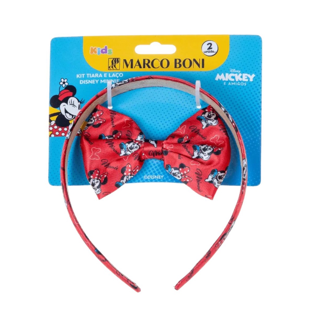 Kit Tiara E Laço Infantil Coleção Disney Minnie Marco Boni