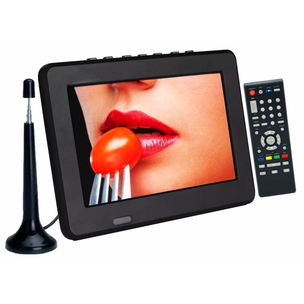 Tv Portátil Digital Led Monitor 9" Full Hd Usb Sd Av Controle Remoto Antena Retrátil Bateria Bivolt