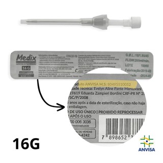 Cateter numero 16 piercing Intravenoso Periférico Jelco UNIDADE