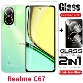 Para Realme C67 C55 C53 11X 11 4G 5G Filme 2 Em 1 Protetor De Tela De Vidro Temperado De Cobertura Total Lente Traseira De Frontal