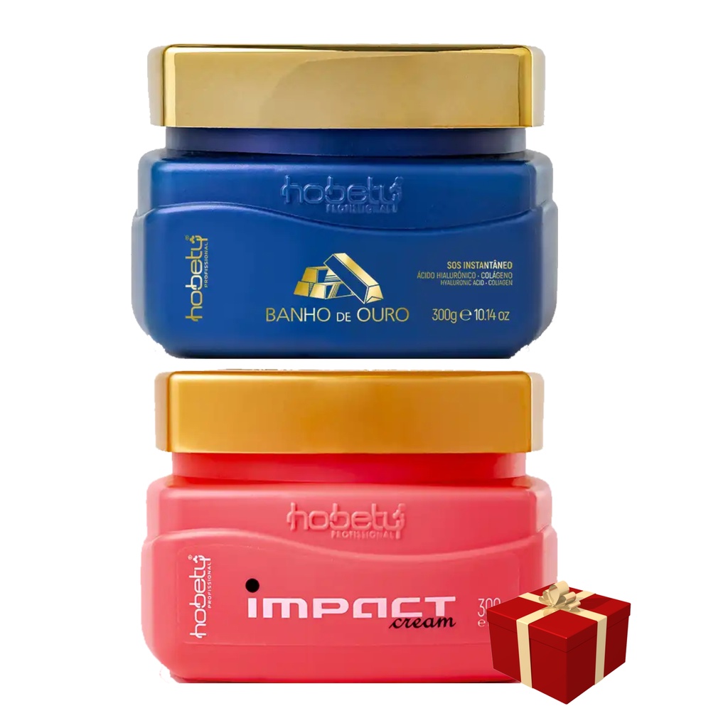 Hobety Máscara Impact 300g + Máscara  Banho de Ouro 300g