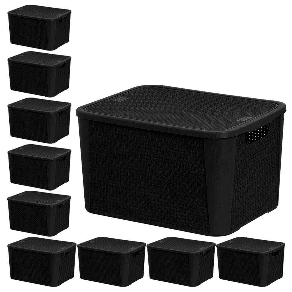 Caixa Organizadora Rattan 42 Litros 10 Unidades 2071 PLASNEW em Oferta na Shopee