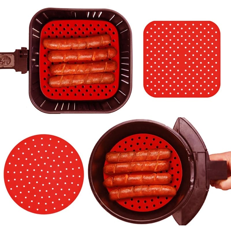 Protetor Airfryer Silicone Tapete Quadrado Para Fritadeira Cozinha Forro Anti Aderente Forma