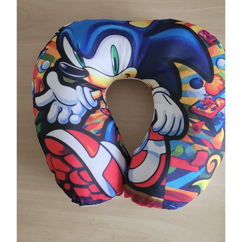 10 Almofadas de Pescoço Sonic Personalizada Festas Lembrancinhas Batizados Aniversário Dia das Crianças Almofada Pequena