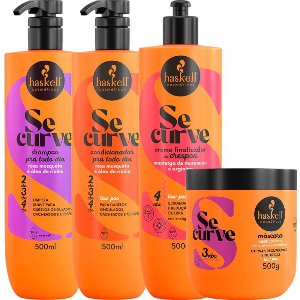 Kit Se Curve Shampoo + Cond + Creme Finalizador + Máscara Poder Dos Óleos 500ml Haskell