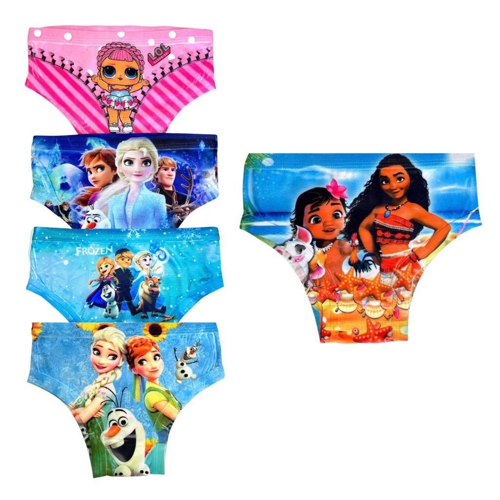 Kit 5 Calcinha Infantil Menina Calçolinha Personagens Sublimada