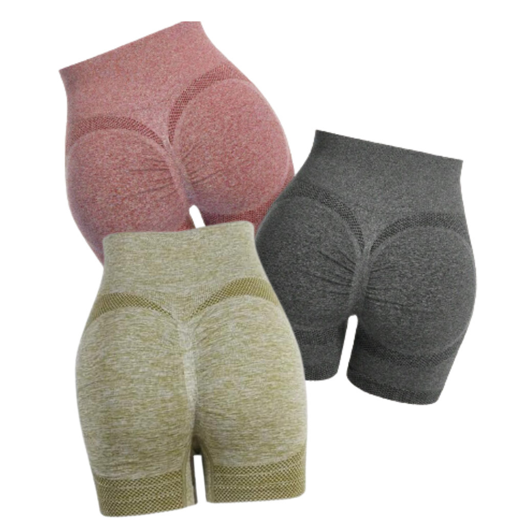 3 Shorts  Levanta Bumbum Fitness Cintura Alta Costura Academia  modeladora